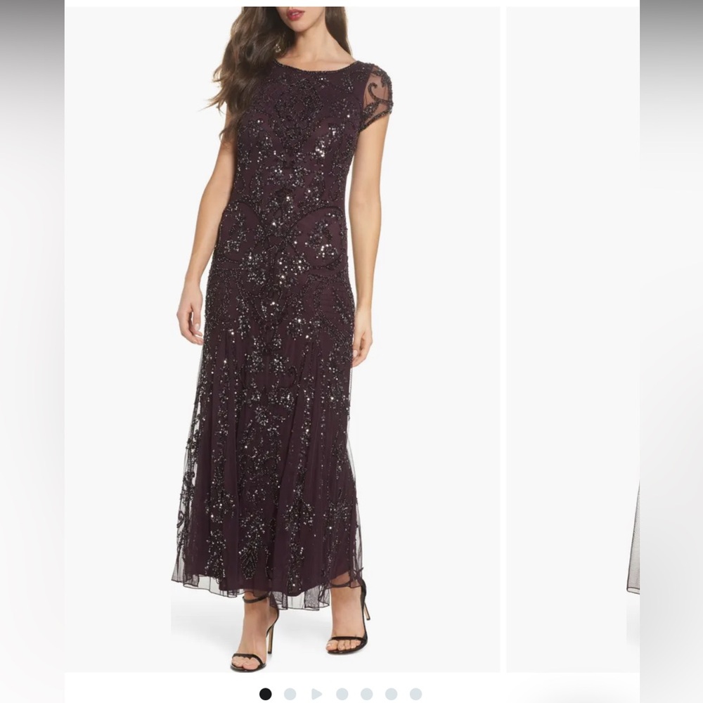 Pisarro Nights Beaded Dress, Plum, Size 2